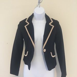 Vintage Cropped Black & Cream Blazer